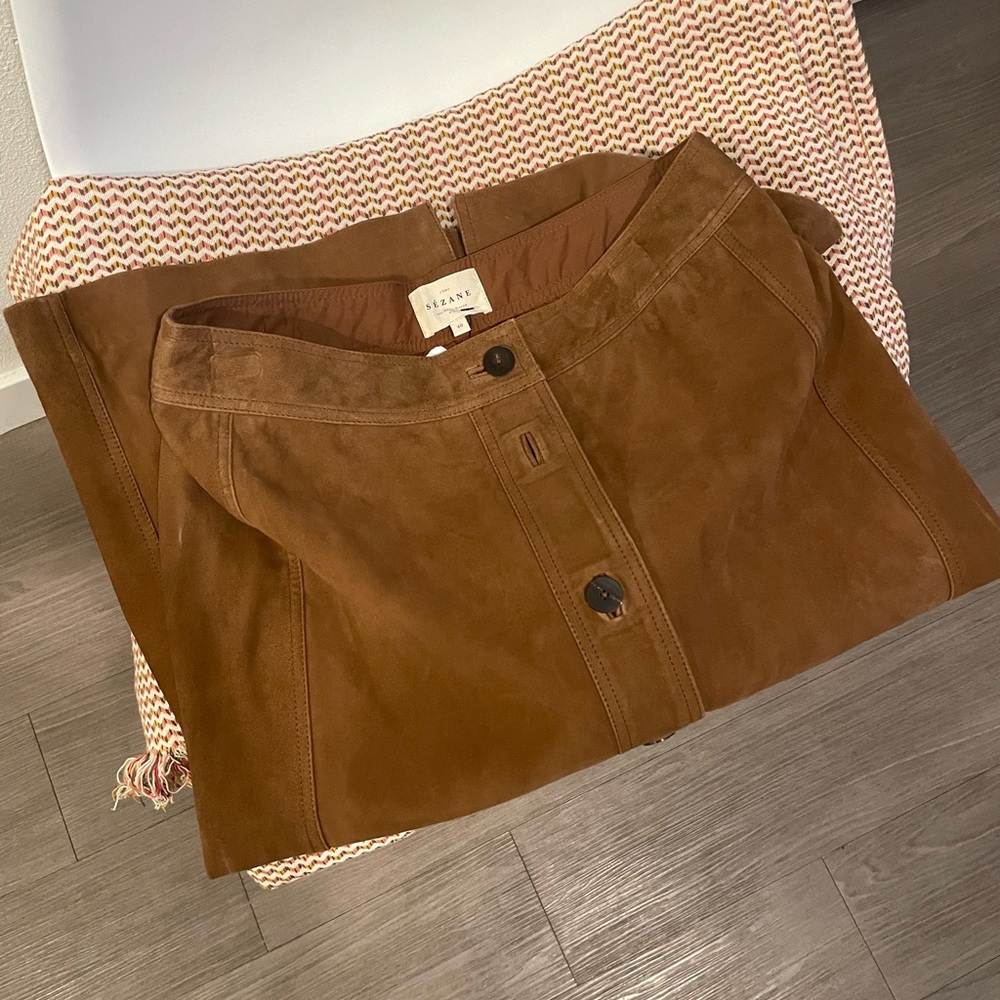 Sezane suede midi skirt